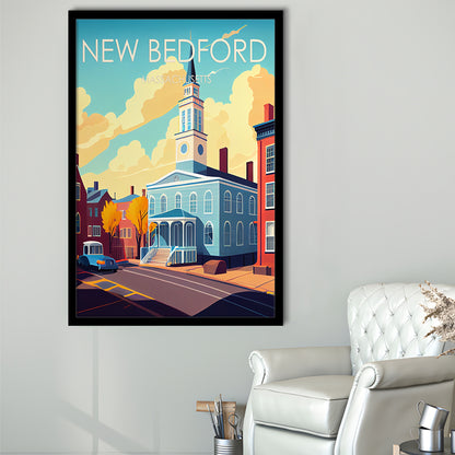 New Bedford MA Retro Art Print, New Bedford City Wall Art, Framed Art Print, Picture Framed, Painting Art