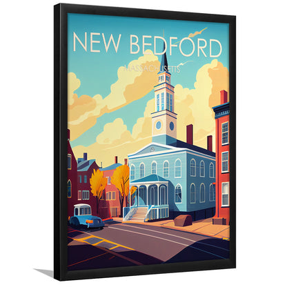 New Bedford MA Retro Art Print, New Bedford City Wall Art, Framed Art Print, Picture Framed, Painting Art