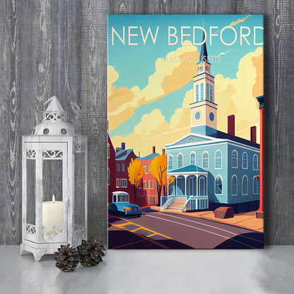 New Bedford MA Retro Art Print, New Bedford City Wall Art, Canvas Print, Painting Canvas, Living Room Decor