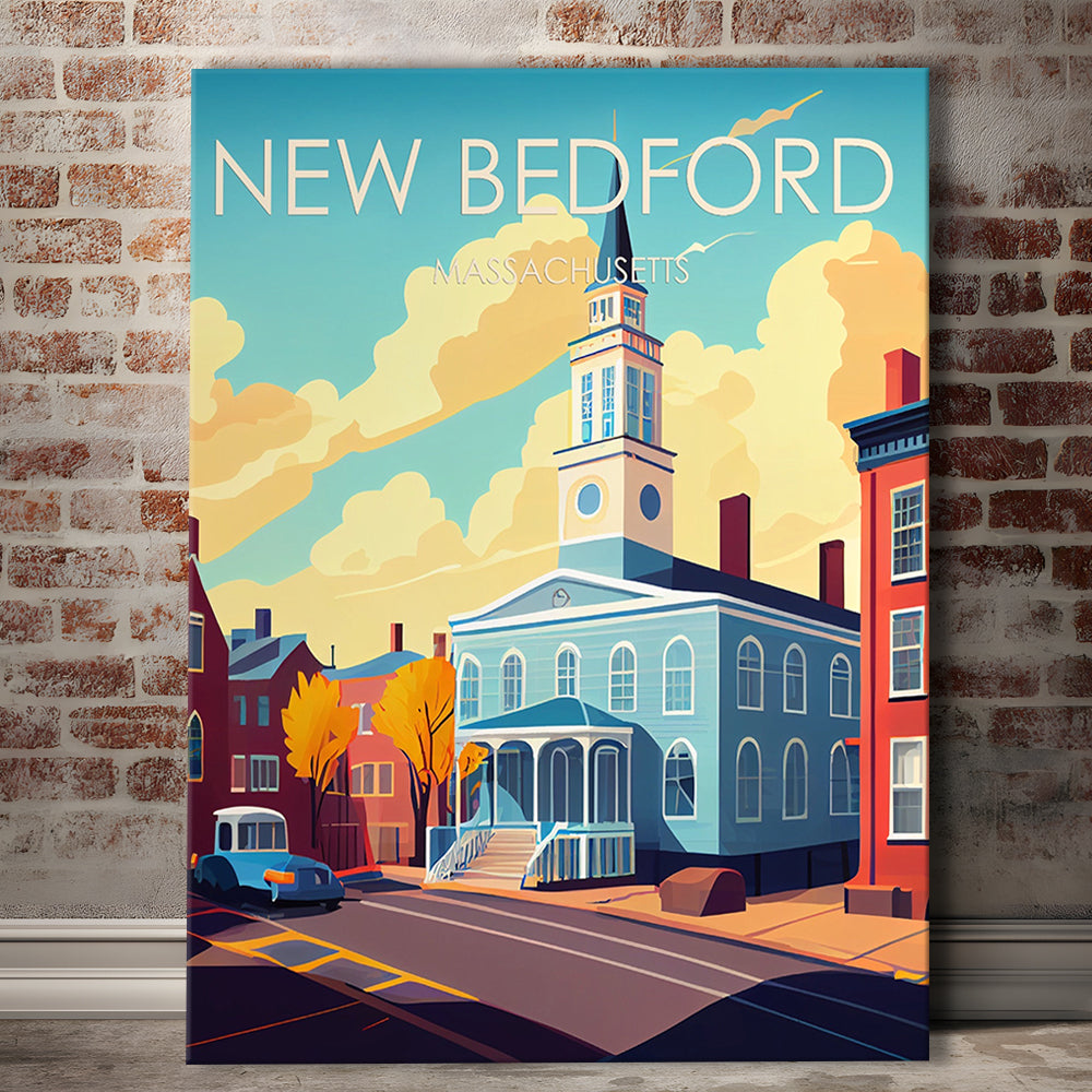 New Bedford MA Retro Art Print, New Bedford City Wall Art, Canvas Print, Painting Canvas, Living Room Decor
