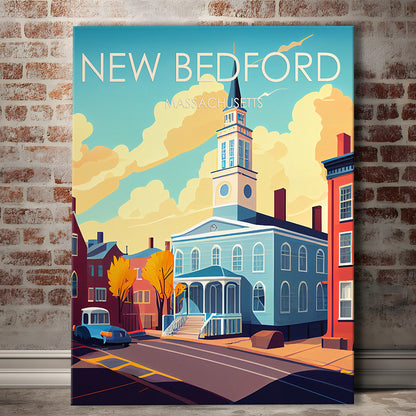 New Bedford MA Retro Art Print, New Bedford City Wall Art, Canvas Print, Painting Canvas, Living Room Decor