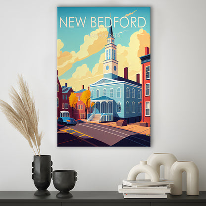 New Bedford MA Retro Art Print, New Bedford City Wall Art, Canvas Print, Painting Canvas, Living Room Decor