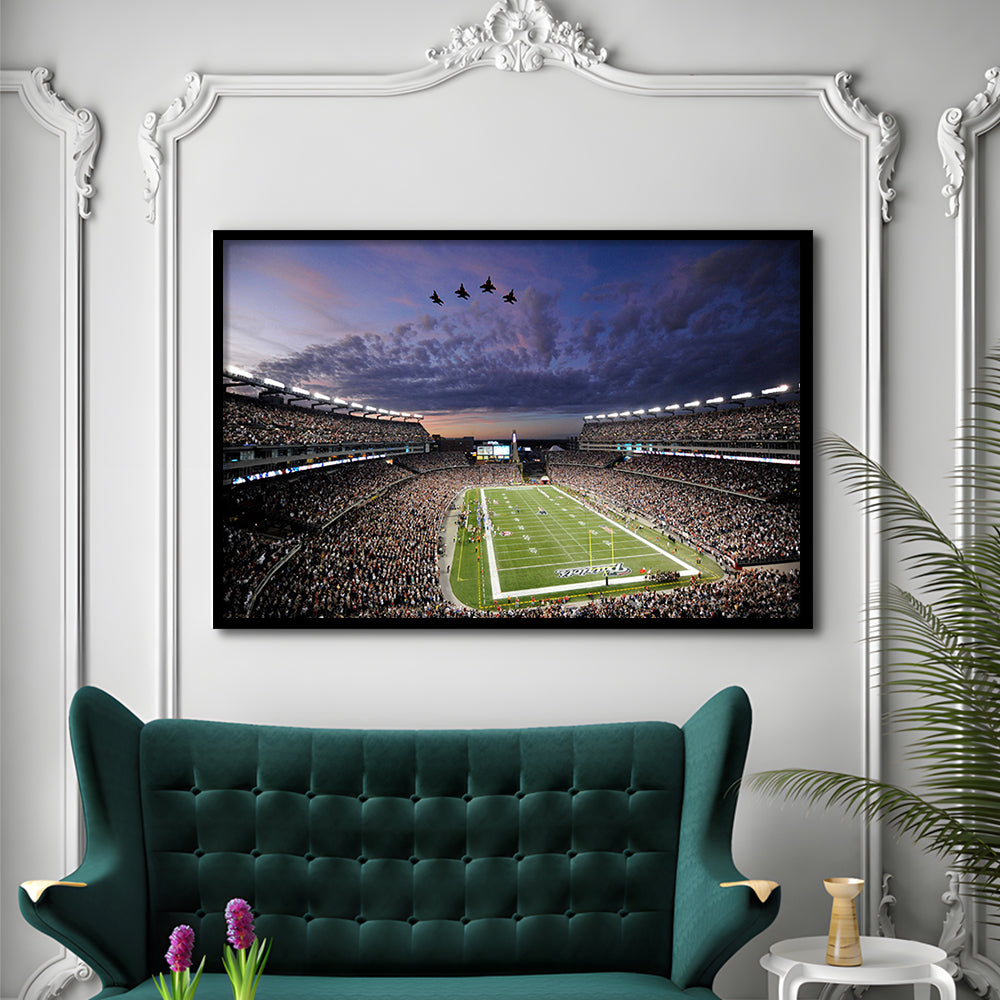 New England Patriot Stadium, Stadium Canvas, Sport Art, Gift for him, Framed Art Print Wall Decor, Picture Framed