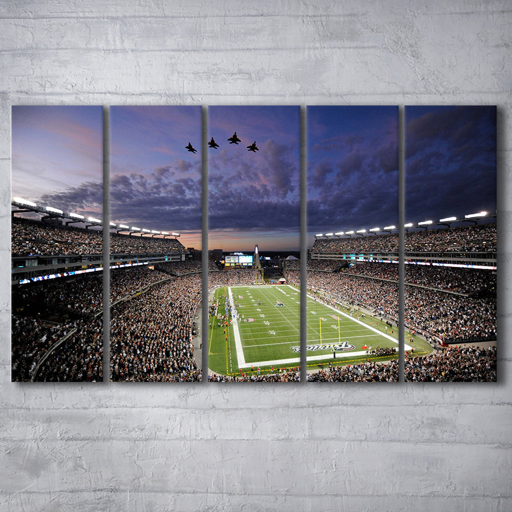 New England Patriot Stadium, Stadium Canvas, Sport Art, 5 Panel B, Extra Large Canvas, Canvas Print Wall Art