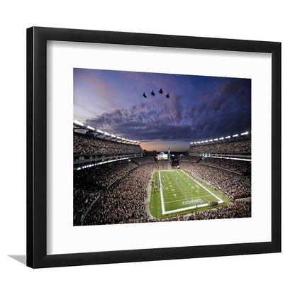 New England Patriot Stadium, Stadium Canvas, Sport Art, Gift for him, White Border Framed Art Print Wall Decor