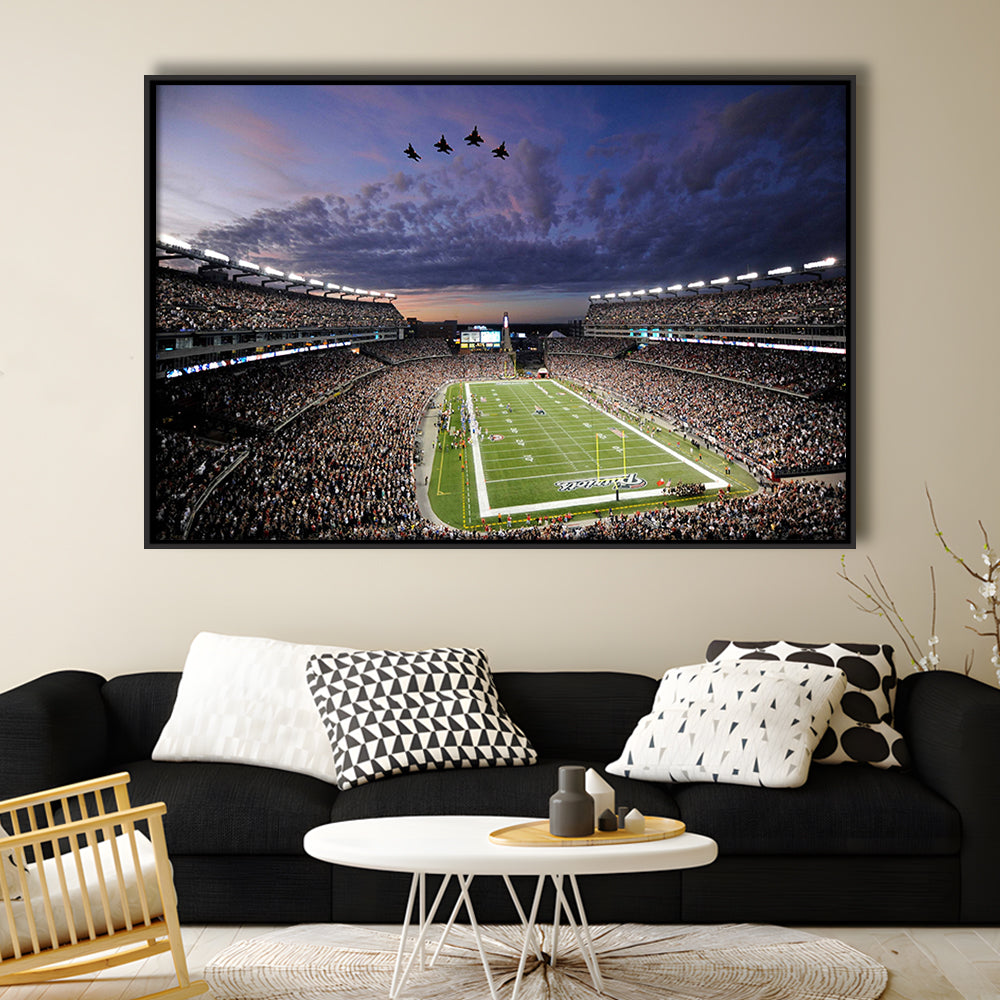New England Patriot Stadium, Stadium Canvas, Sport Art, Framed Canvas Print Wall Art, Floating Frame
