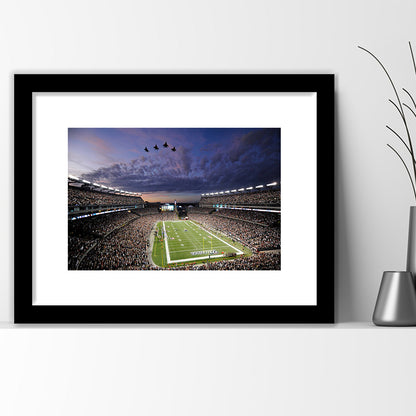 New England Patriot Stadium, Stadium Canvas, Sport Art, Gift for him, White Border Framed Art Print Wall Decor