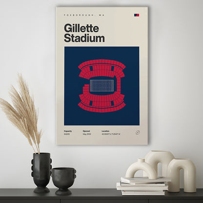 New England Patriots Stadium Print, Gillette Stadium Print, Fan Gifts, Sport Art, Canvas Print Wall Art