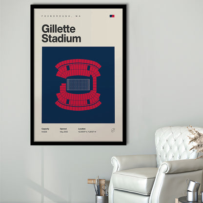 New England Patriots Stadium Print, Gillette Stadium Print, Gifts for him, Sport Art, Framed Art Print Wall Decor