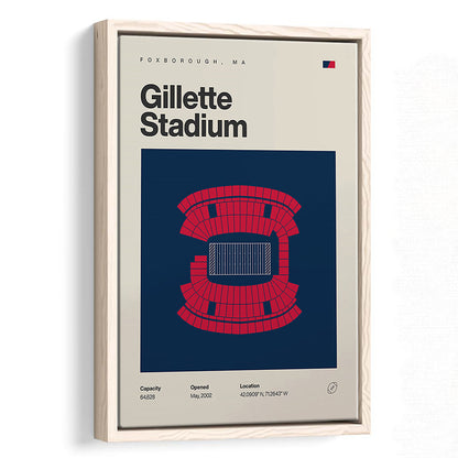 New England Patriots Stadium Print, Gillette Stadium Print, Man Cave Gift, Floating Framed Canvas Print Wall Art