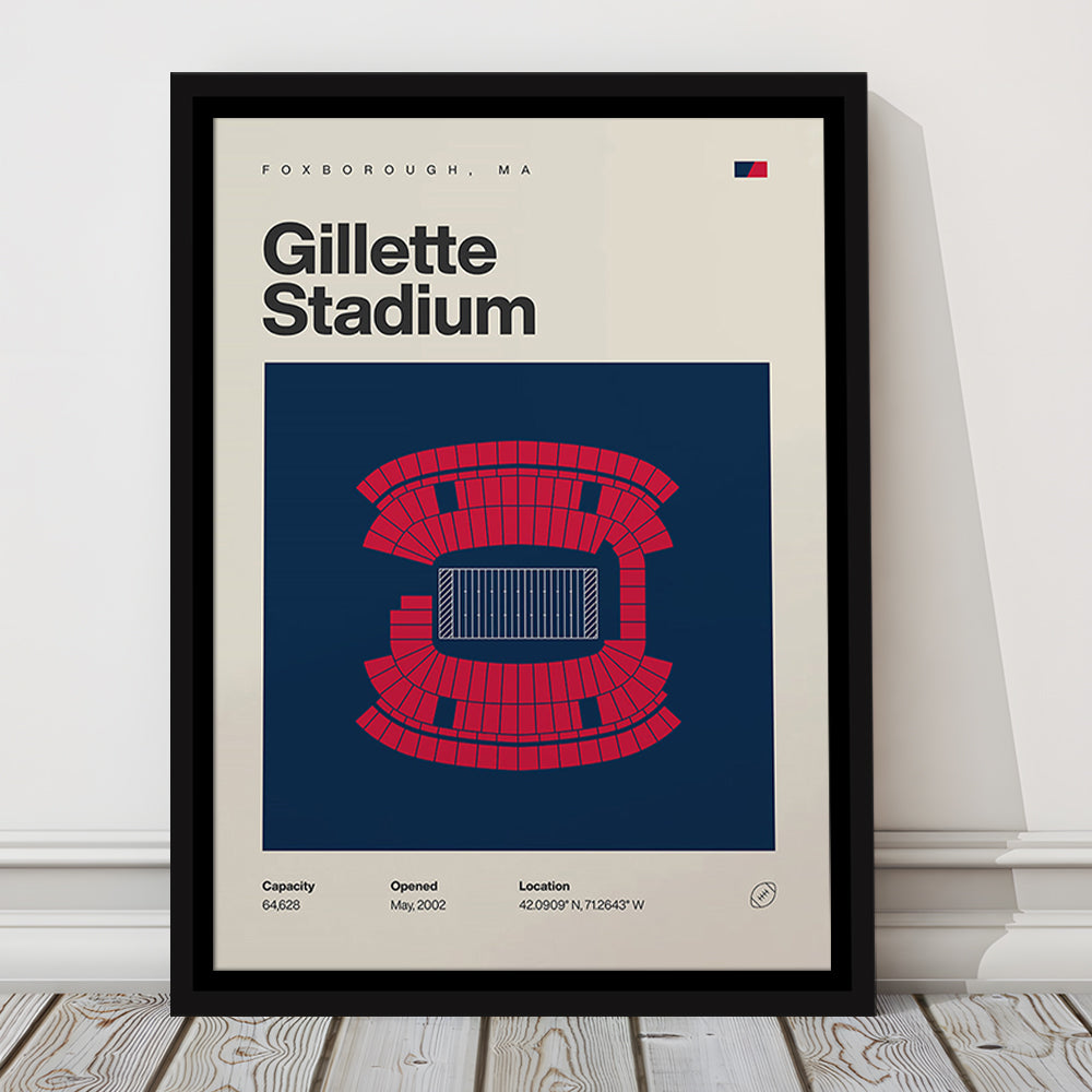 New England Patriots Stadium Print, Gillette Stadium Print, Man Cave Gift, Floating Framed Canvas Print Wall Art