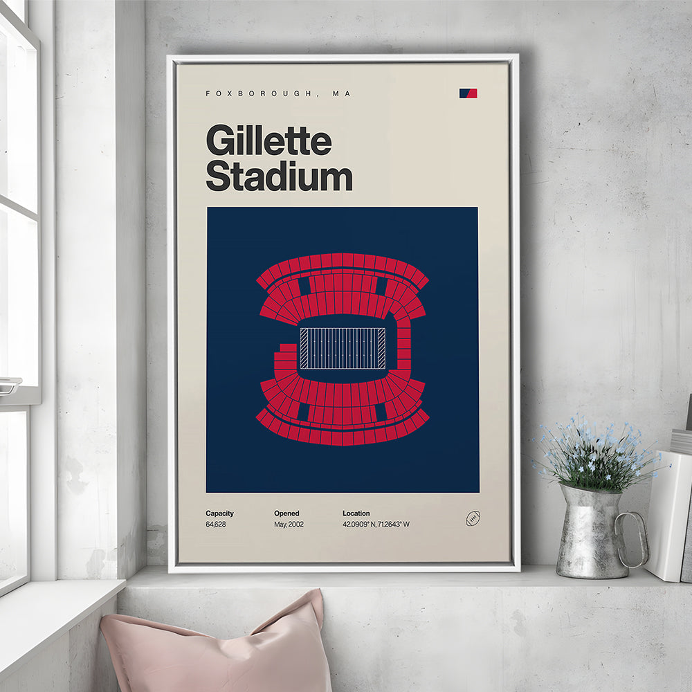 New England Patriots Stadium Print, Gillette Stadium Print, Man Cave Gift, Floating Framed Canvas Print Wall Art
