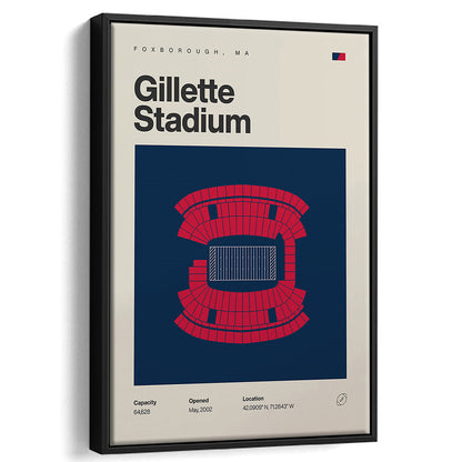 New England Patriots Stadium Print, Gillette Stadium Print, Man Cave Gift, Floating Framed Canvas Print Wall Art