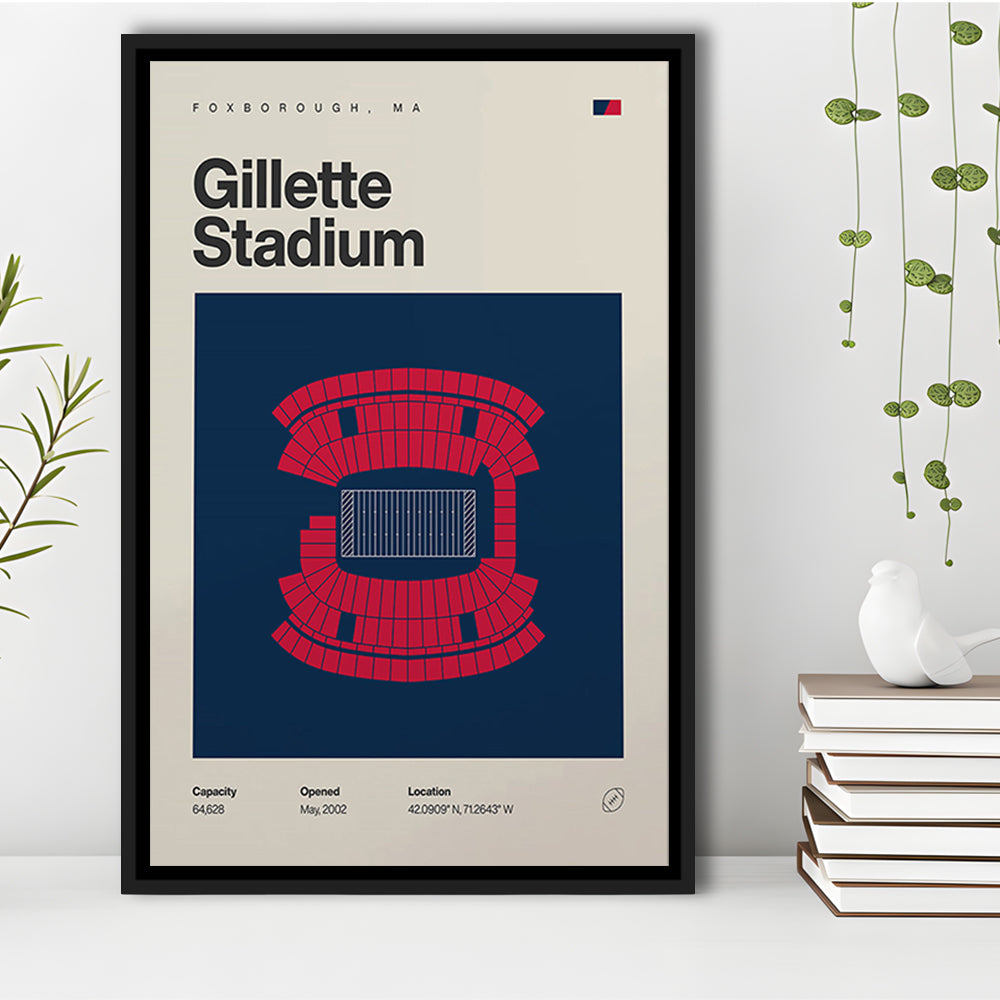 New England Patriots Stadium Print, Gillette Stadium Print, Man Cave Gift, Floating Framed Canvas Print Wall Art