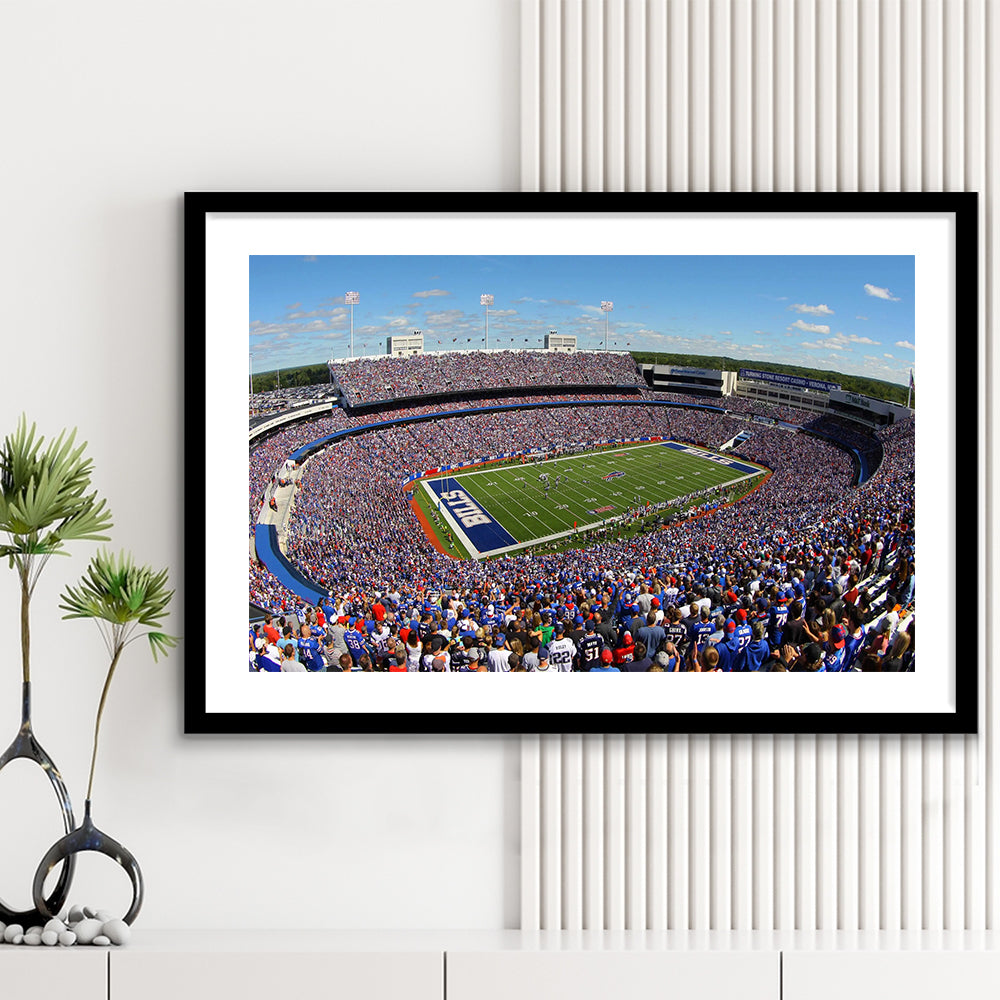 New Era Field Stadium, Stadium Canvas, Sport Art, Gift for him, White Border Framed Art Print Wall Decor