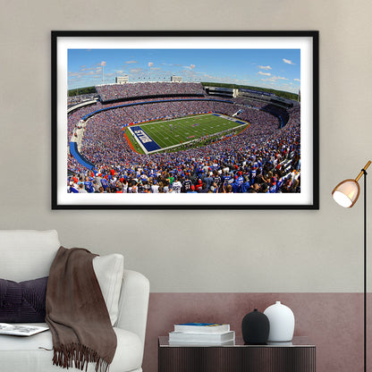 New Era Field Stadium, Stadium Canvas, Sport Art, Gift for him, White Border Framed Art Print Wall Decor