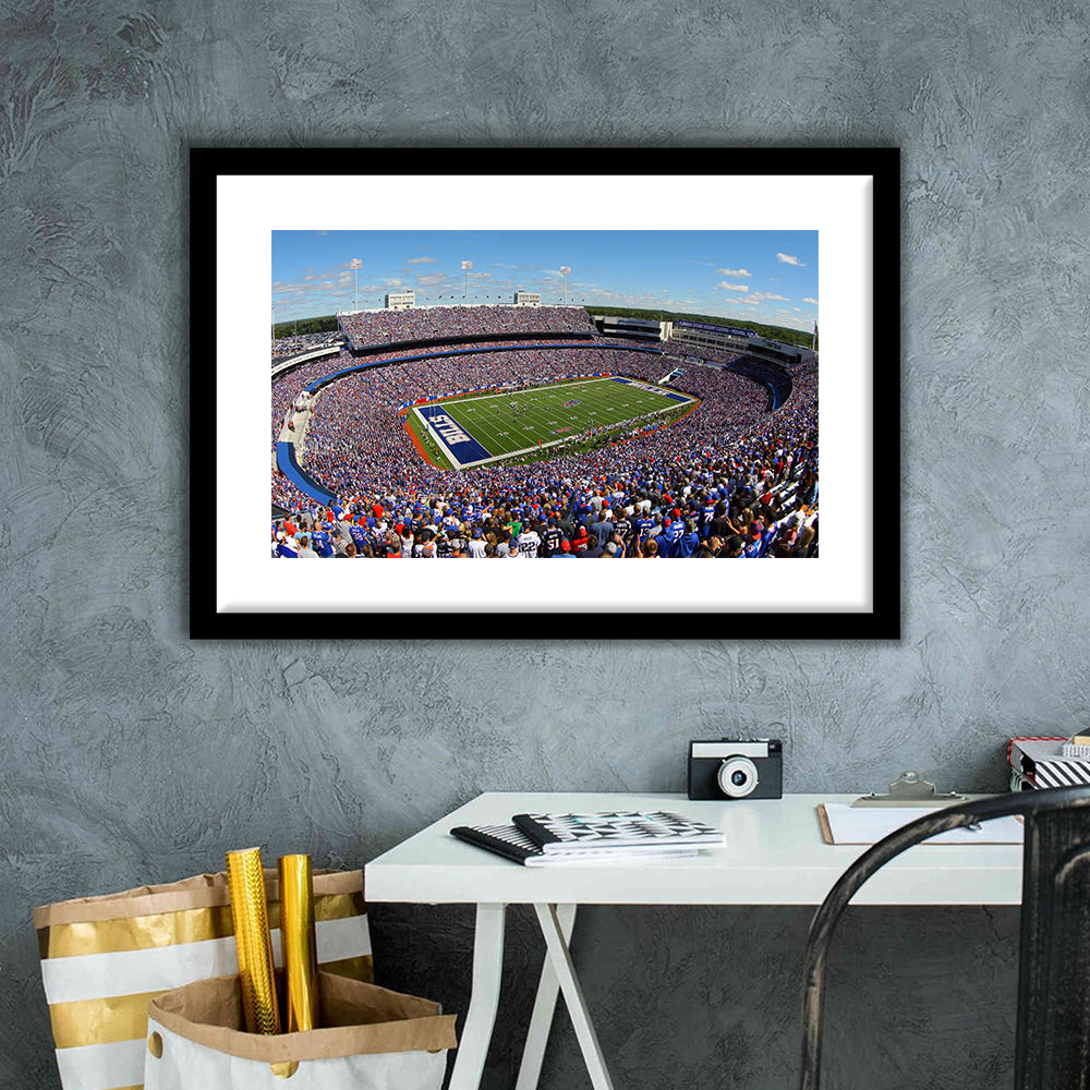 New Era Field Stadium, Stadium Canvas, Sport Art, Gift for him, White Border Framed Art Print Wall Decor