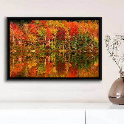 New Hampshire New England White Mountains Echo Lake In Autumn Large Stretched Canvas, Framed Cavas Print, Floating Frame