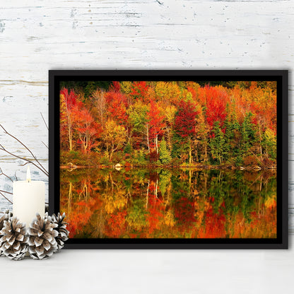 New Hampshire New England White Mountains Echo Lake In Autumn Large Stretched Canvas, Framed Cavas Print, Floating Frame
