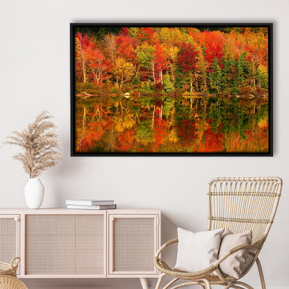New Hampshire New England White Mountains Echo Lake In Autumn Large Stretched Canvas, Framed Cavas Print, Floating Frame