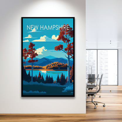 New Hampshire Retro Art Print, New Hampshire Art, Framed Art Print, Picture Framed, Painting Art