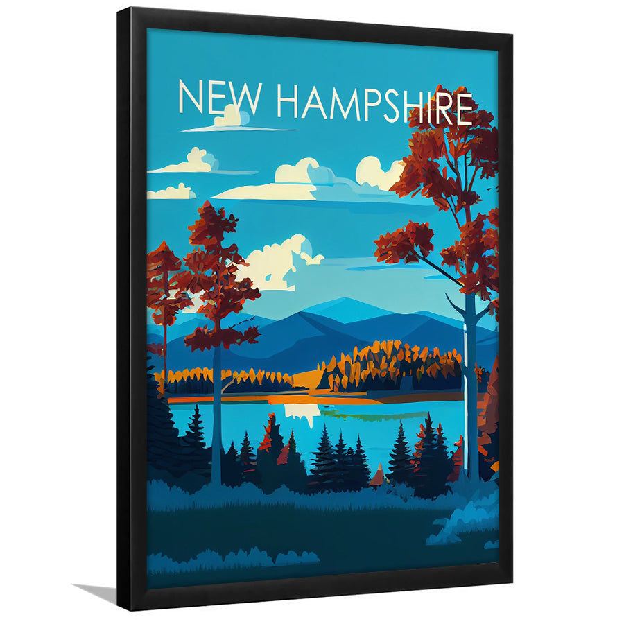 New Hampshire Retro Art Print, New Hampshire Art, Framed Art Print, Picture Framed, Painting Art