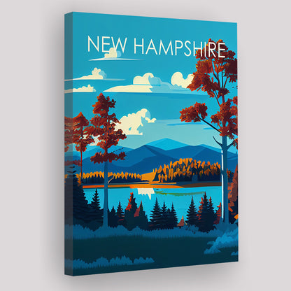 New Hampshire Retro Art Print, New Hampshire Art, Canvas Print, Painting Canvas, Living Room Decor