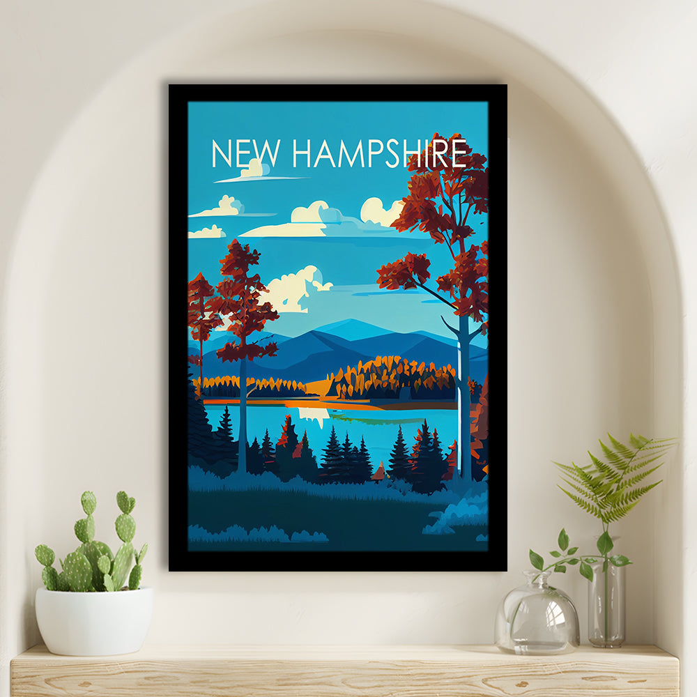 New Hampshire Retro Art Print, New Hampshire Art, Framed Art Print, Picture Framed, Painting Art