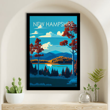 New Hampshire Retro Art Print, New Hampshire Art, Framed Art Print, Picture Framed, Painting Art