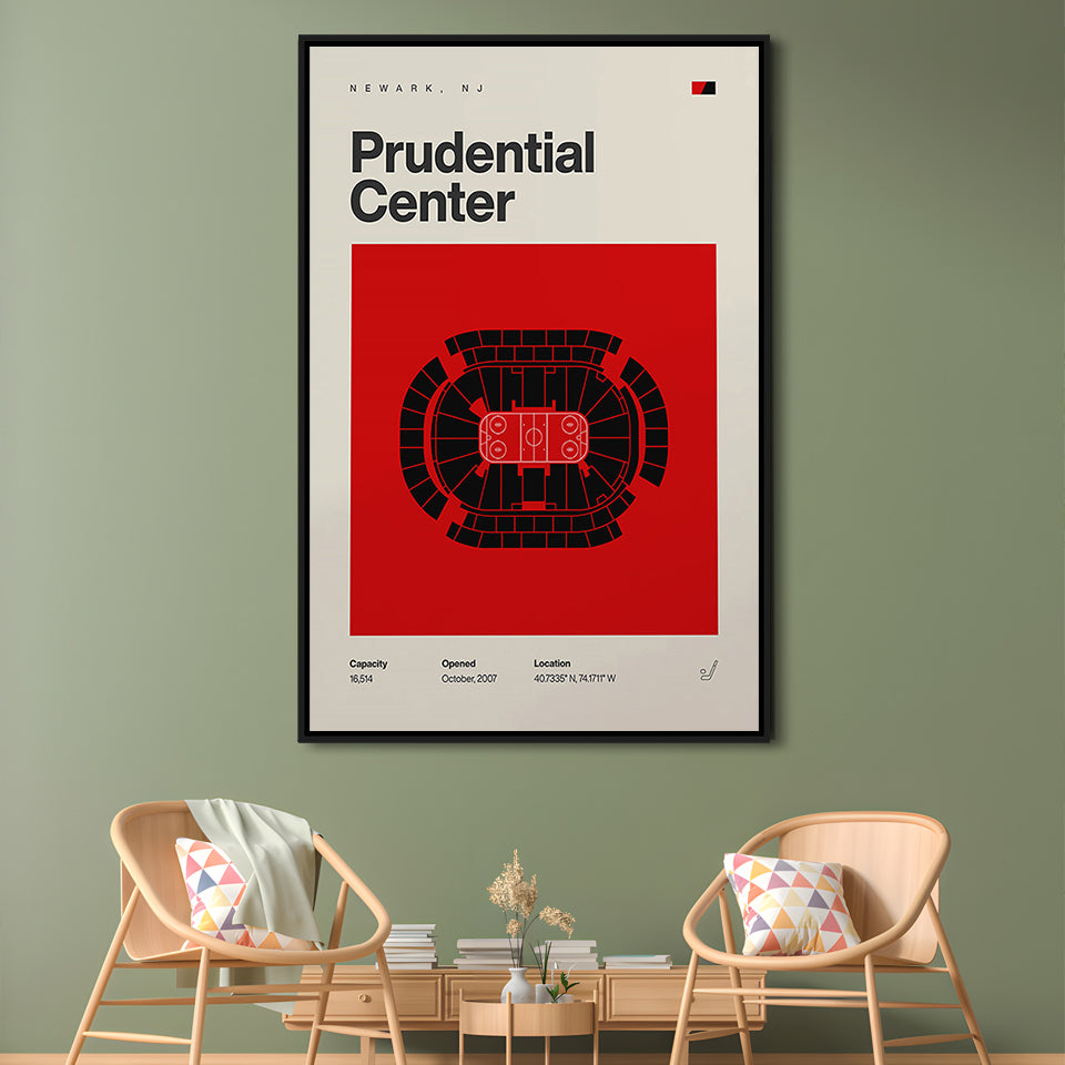 New Jersey Devils Stadium Print, Prudential Center Print, Man Cave Gift, Floating Framed Canvas Print Wall Art