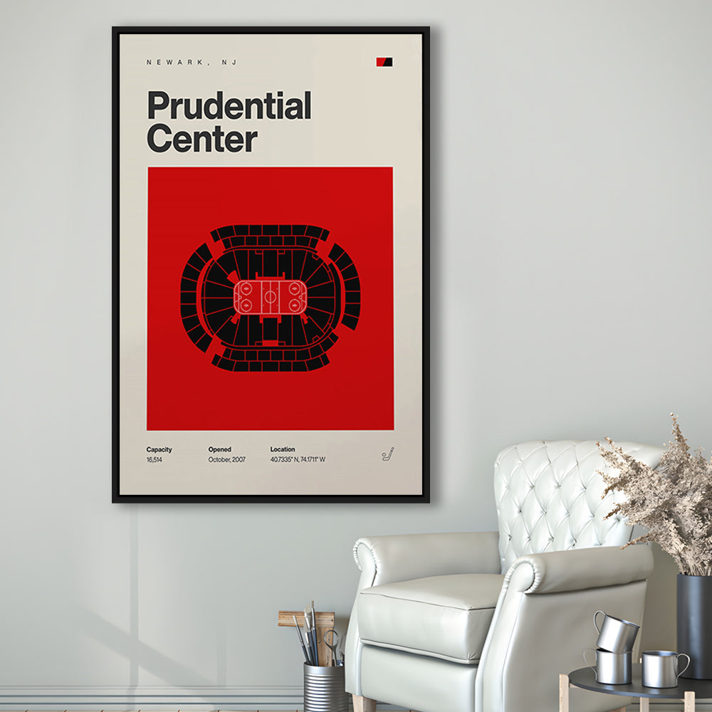 New Jersey Devils Stadium Print, Prudential Center Print, Man Cave Gift, Floating Framed Canvas Print Wall Art