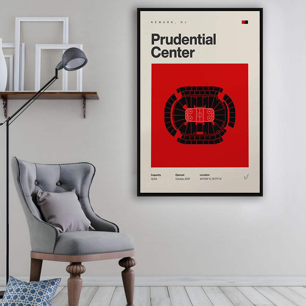 New Jersey Devils Stadium Print, Prudential Center Print, Man Cave Gift, Floating Framed Canvas Print Wall Art