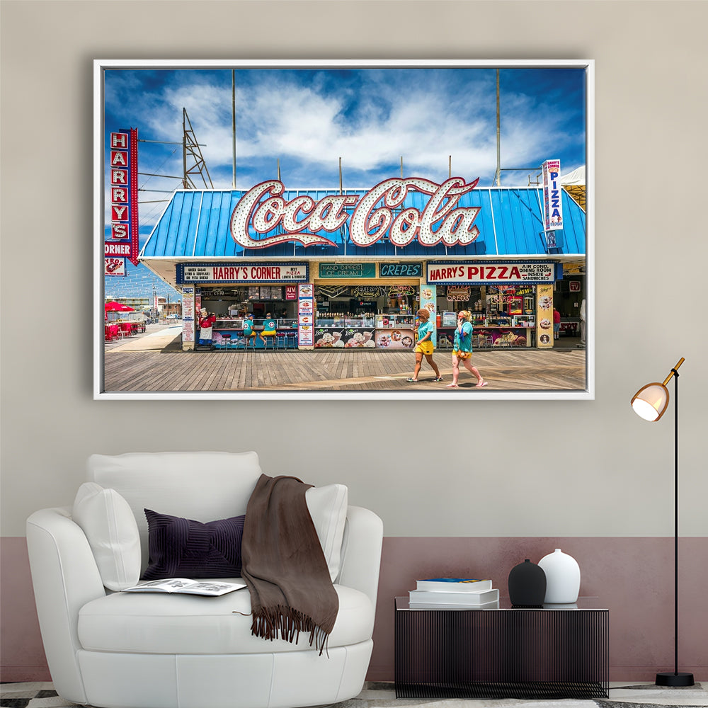 New Jersey The Jersey Shore Wildwoods Wildwoods Beach Boardwalk, Framed Cavas Print, Floating Frame