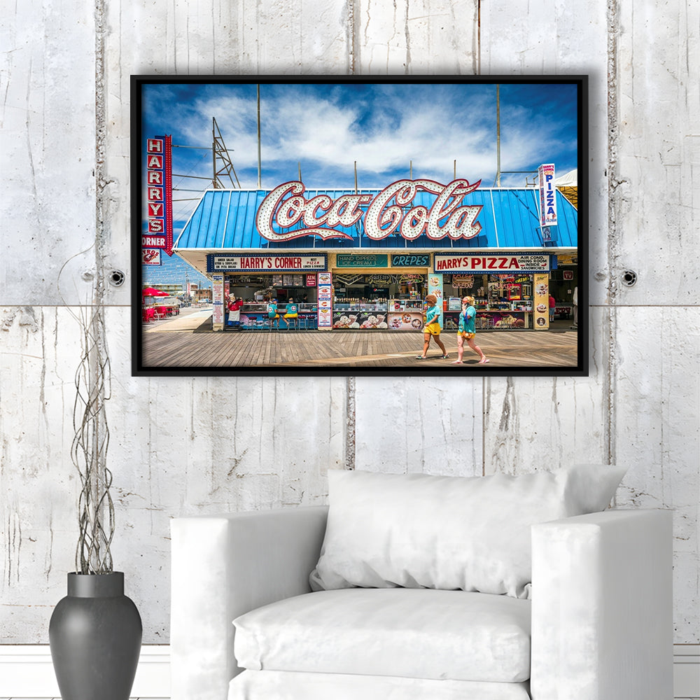 New Jersey The Jersey Shore Wildwoods Wildwoods Beach Boardwalk, Framed Cavas Print, Floating Frame