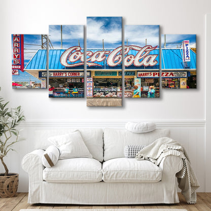 New Jersey The Jersey Shore Wildwoods Wildwoods Beach Boardwalk, 5 Piece Large Cavas Print Wall Art