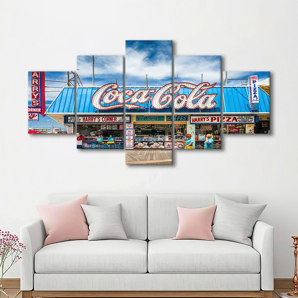 New Jersey The Jersey Shore Wildwoods Wildwoods Beach Boardwalk, 5 Piece Large Cavas Print Wall Art