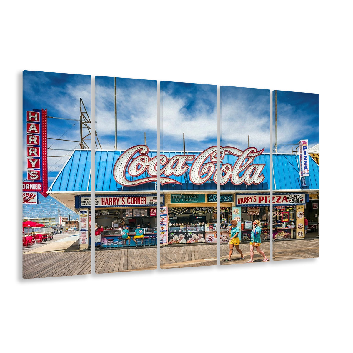 New Jersey The Jersey Shore Wildwoods Wildwoods Beach Boardwalk, 5 Piece B Extra Large Cavas Print Wall Art Decor