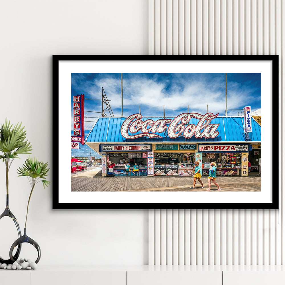 New Jersey The Jersey Shore Wildwoods Wildwoods Beach Boardwalk, Framed Art Print White Border
