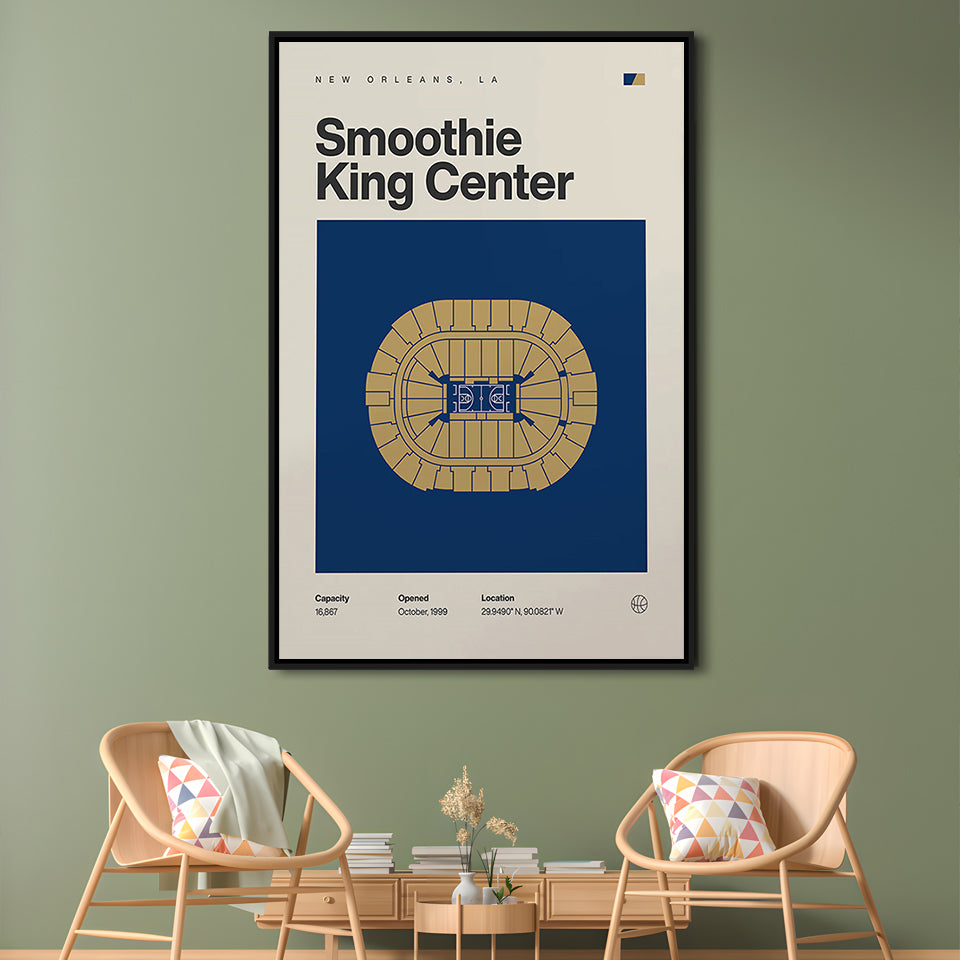 New Orleans Pelicans Stadium Print, Smoothie King Center Print, Man Cave Gift, Floating Framed Canvas Print Wall Art