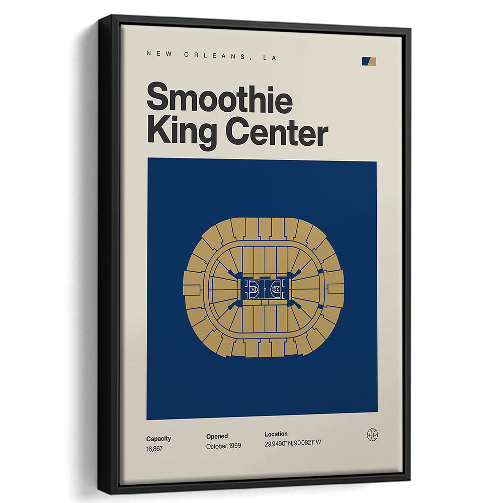 New Orleans Pelicans Stadium Print, Smoothie King Center Print, Man Cave Gift, Floating Framed Canvas Print Wall Art