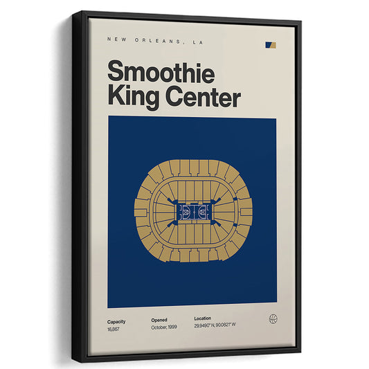 New Orleans Pelicans Stadium Print, Smoothie King Center Print, Man Cave Gift, Floating Framed Canvas Print Wall Art