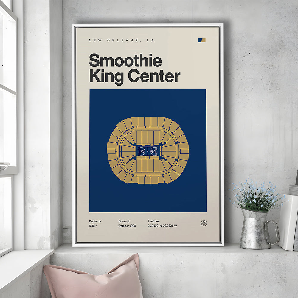 New Orleans Pelicans Stadium Print, Smoothie King Center Print, Man Cave Gift, Floating Framed Canvas Print Wall Art