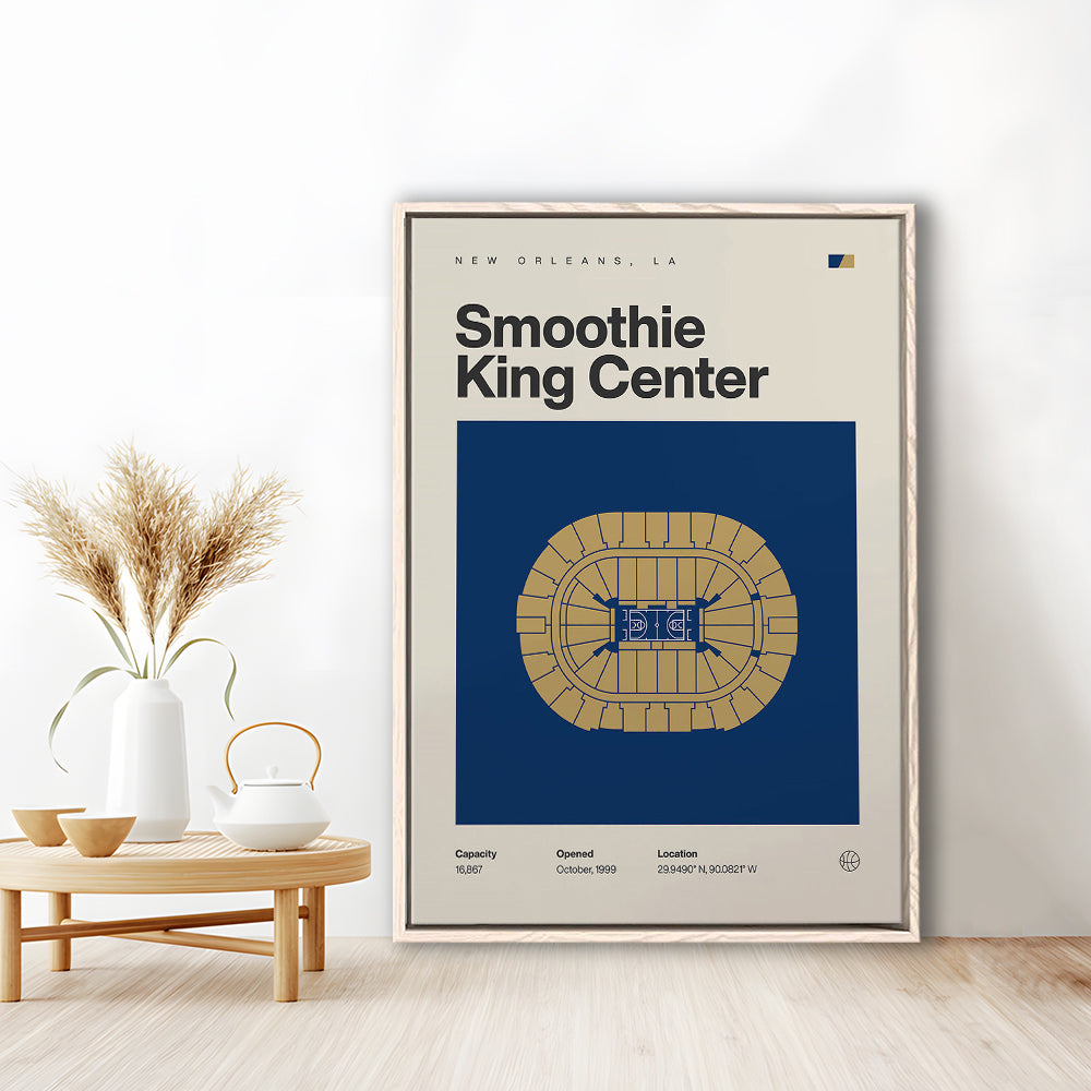 New Orleans Pelicans Stadium Print, Smoothie King Center Print, Man Cave Gift, Floating Framed Canvas Print Wall Art