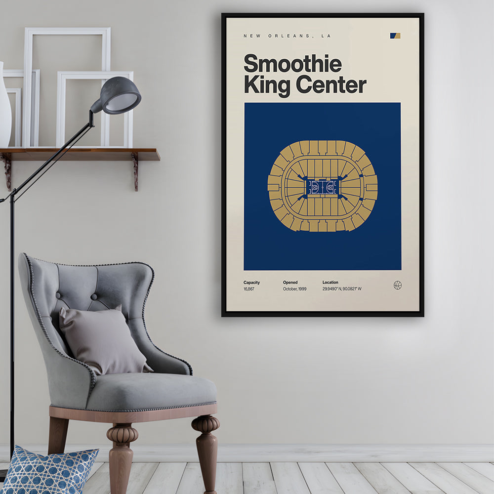 New Orleans Pelicans Stadium Print, Smoothie King Center Print, Man Cave Gift, Floating Framed Canvas Print Wall Art