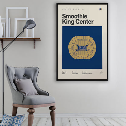 New Orleans Pelicans Stadium Print, Smoothie King Center Print, Man Cave Gift, Floating Framed Canvas Print Wall Art