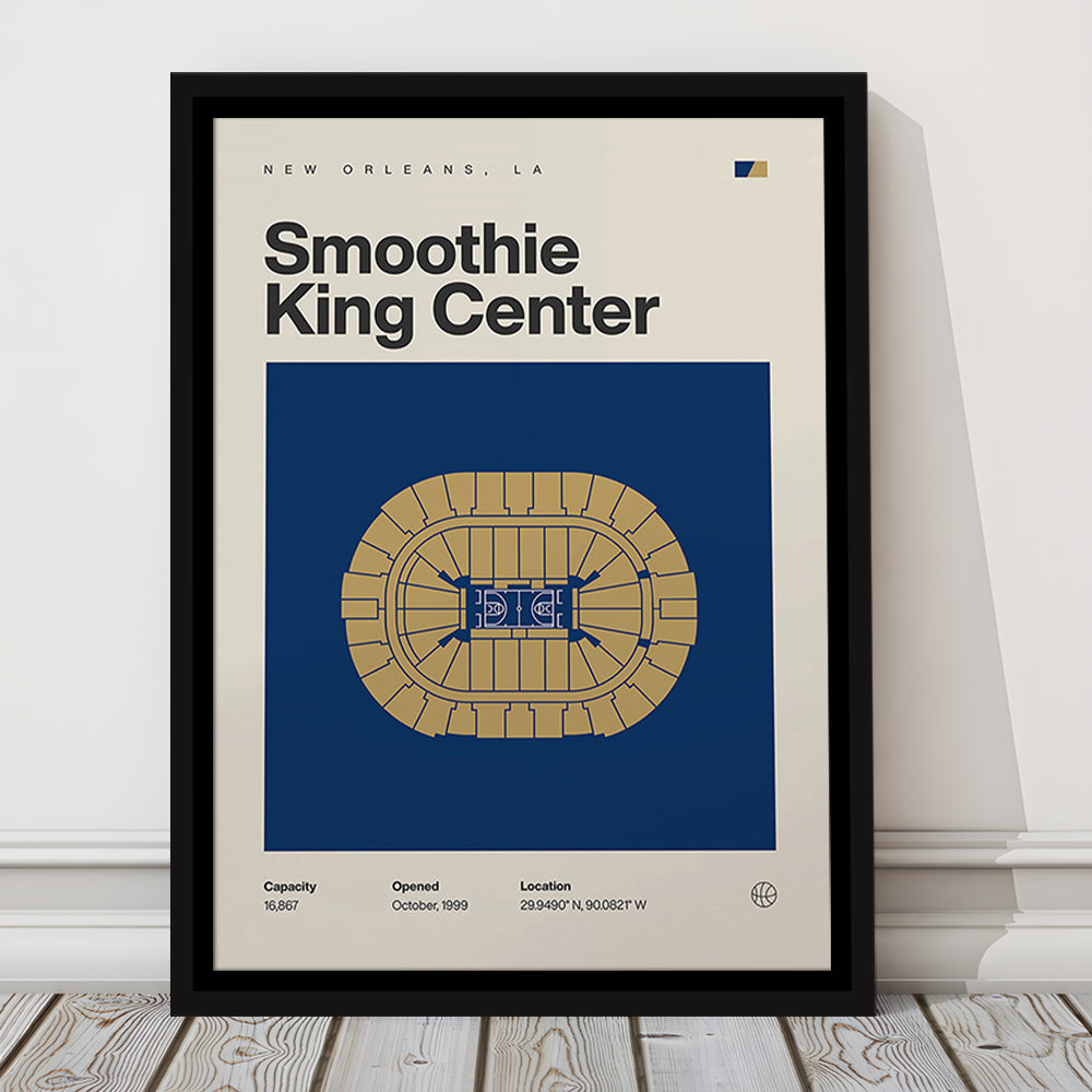 New Orleans Pelicans Stadium Print, Smoothie King Center Print, Man Cave Gift, Floating Framed Canvas Print Wall Art