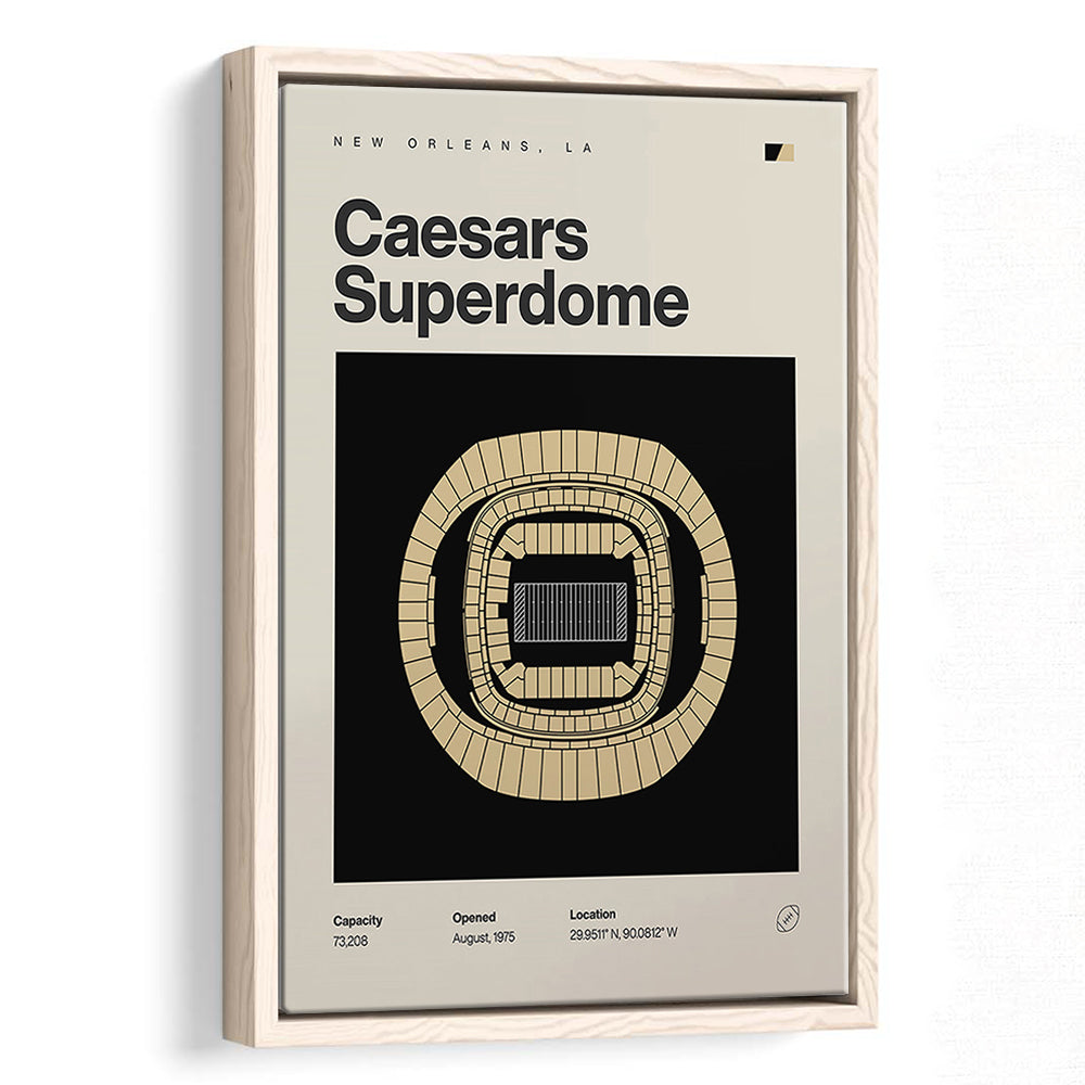 New Orleans Saints Stadium Print, Caesars Superdome Stadium Print, Man Cave Gift, Floating Framed Canvas Print Wall Art