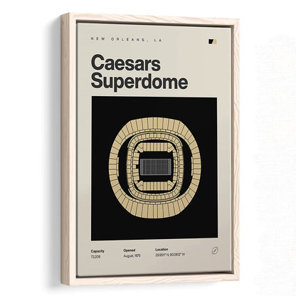 New Orleans Saints Stadium Print, Caesars Superdome Stadium Print, Man Cave Gift, Floating Framed Canvas Print Wall Art