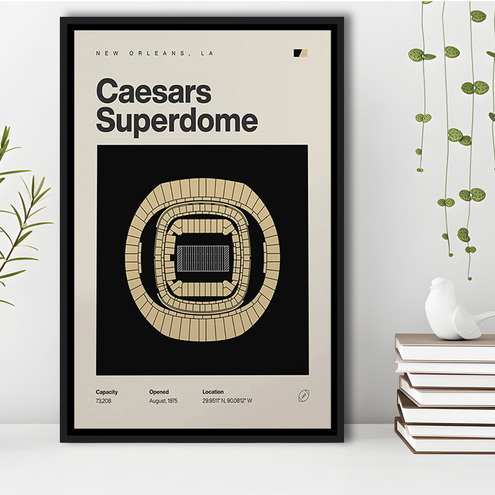 New Orleans Saints Stadium Print, Caesars Superdome Stadium Print, Man Cave Gift, Floating Framed Canvas Print Wall Art