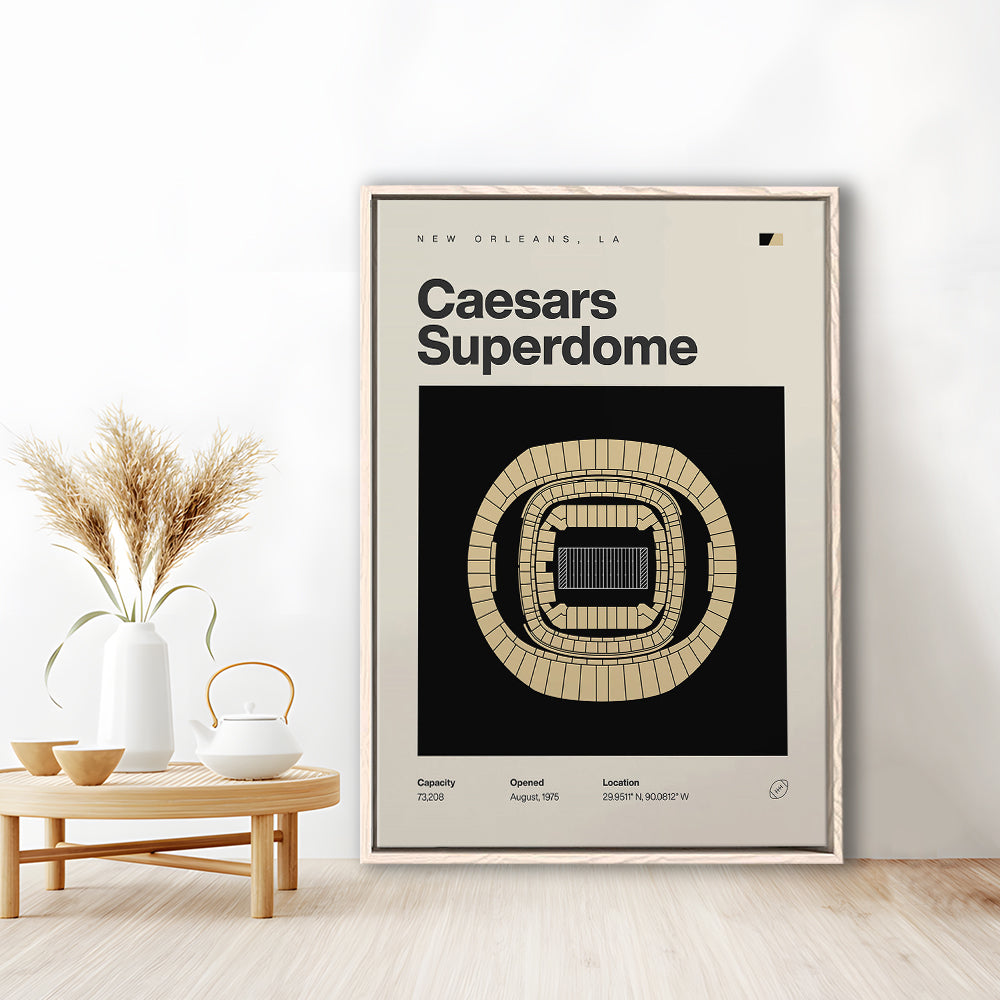 New Orleans Saints Stadium Print, Caesars Superdome Stadium Print, Man Cave Gift, Floating Framed Canvas Print Wall Art